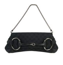 GG Horsebit Shoulder Bag, Canvas, Black, 120134 01018, 2*